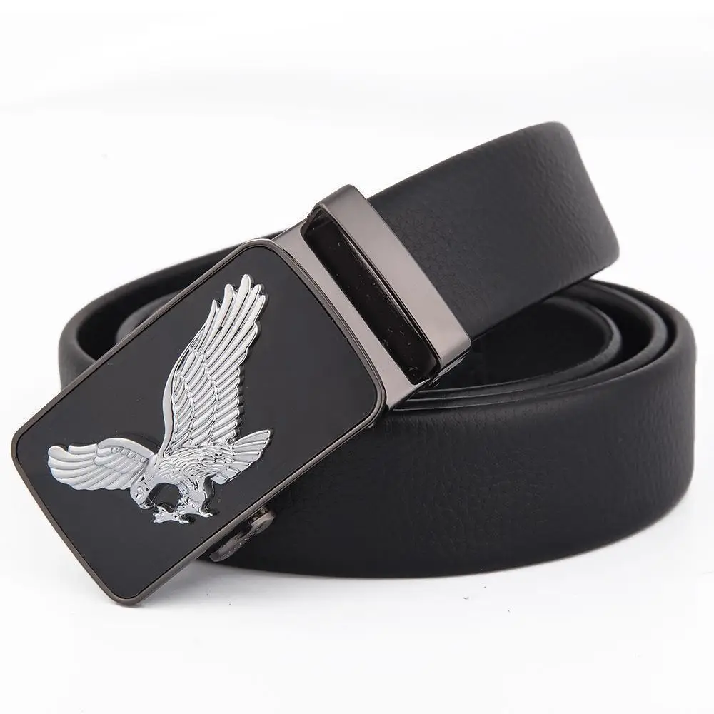 Men's Black Leather Belt with Silver Fire Design Buckle - Image 35