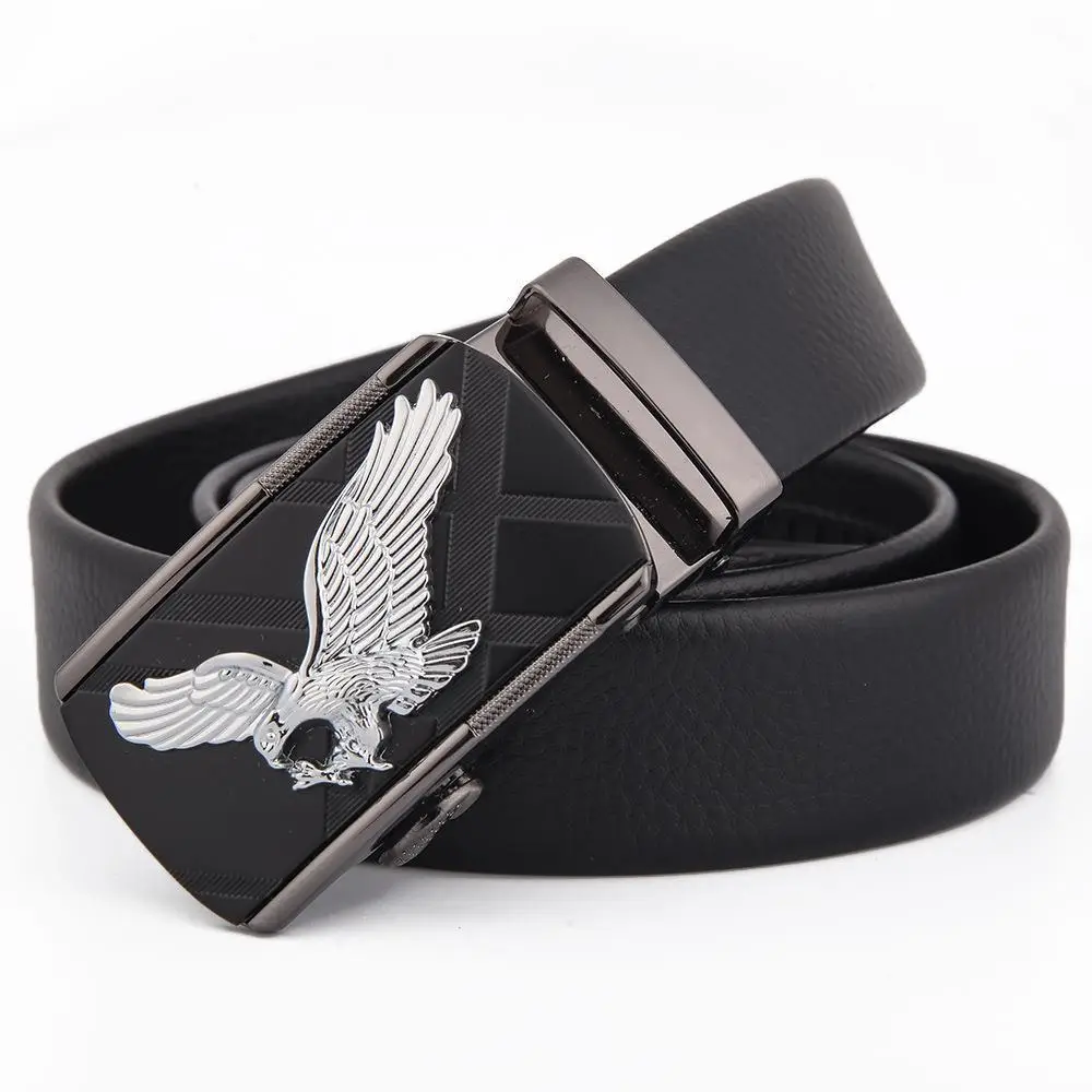 Men's Black Leather Belt with Silver Fire Design Buckle - Image 37