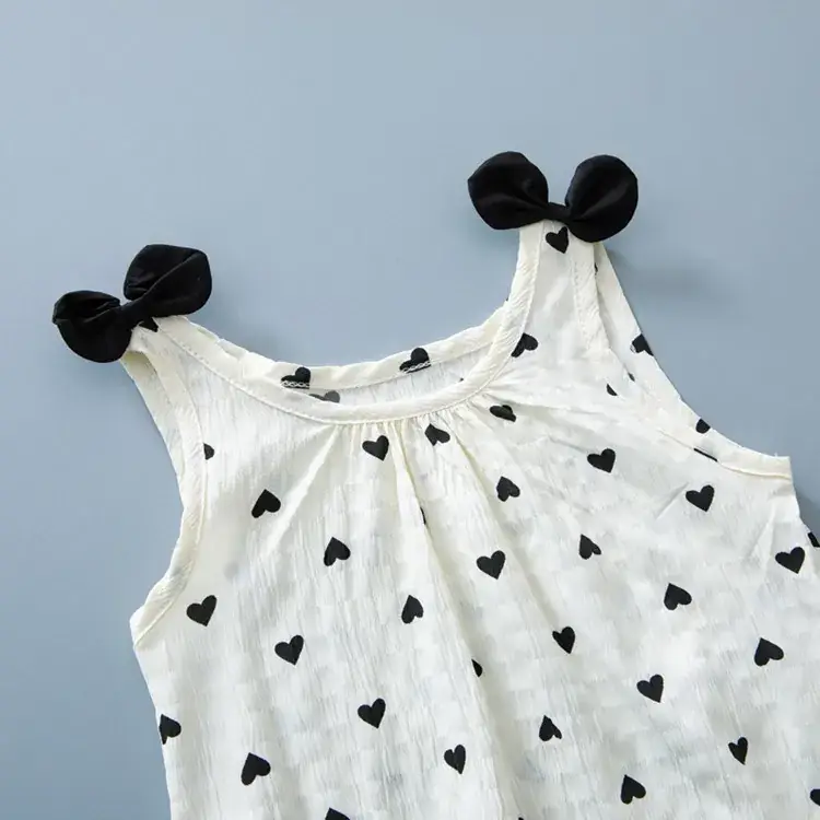 Baby Summer One Piece Set White Heart Bow Headband — feature 10