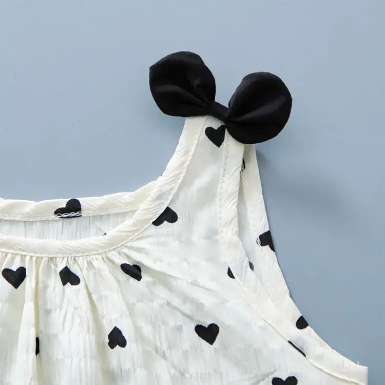 Baby Summer One Piece Set White Heart Bow Headband — feature 11