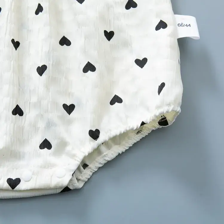 Baby Summer One Piece Set White Heart Bow Headband — feature 12