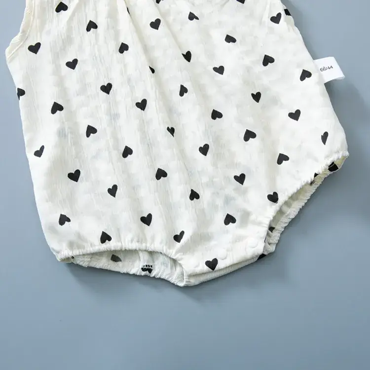 Baby Summer One Piece Set White Heart Bow Headband — feature 13