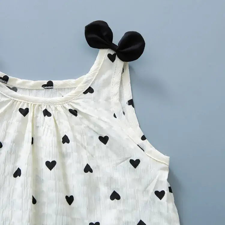 Baby Summer One Piece Set White Heart Bow Headband — feature 8