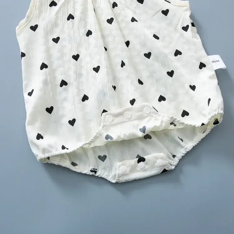 Baby Summer One Piece Set White Heart Bow Headband — feature 9