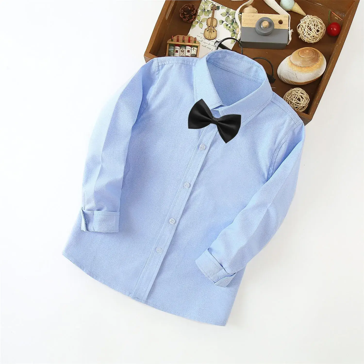 Children's Blue Long Sleeve Shirt Small Medium - Image 2