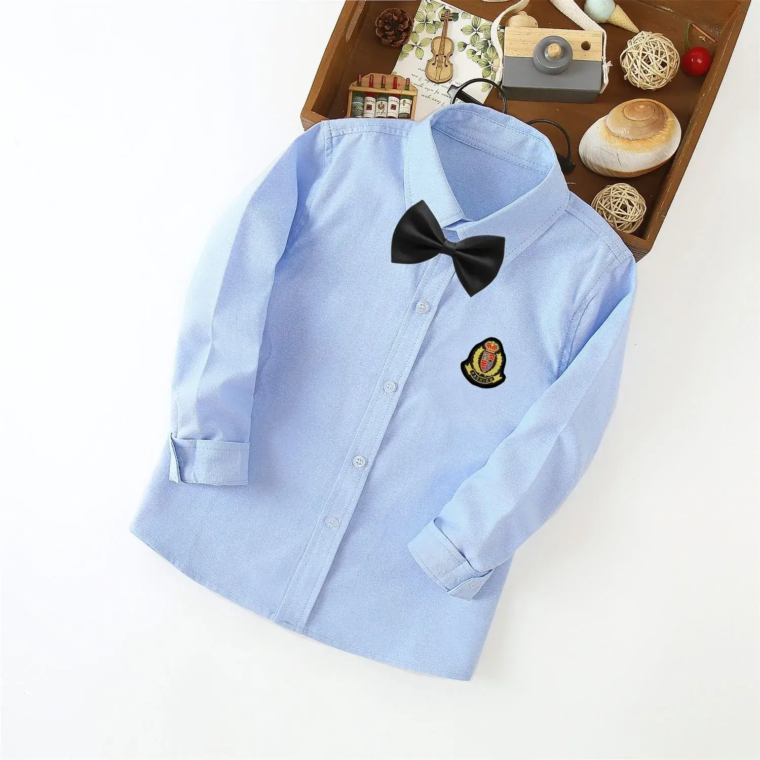 Children's Blue Long Sleeve Shirt Small Medium - Image 7