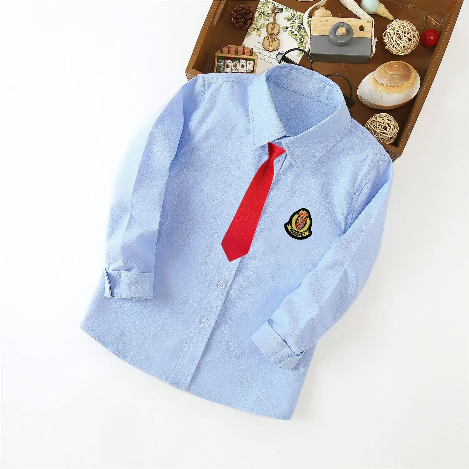 Children's Blue Long Sleeve Shirt Small Medium - Image 10
