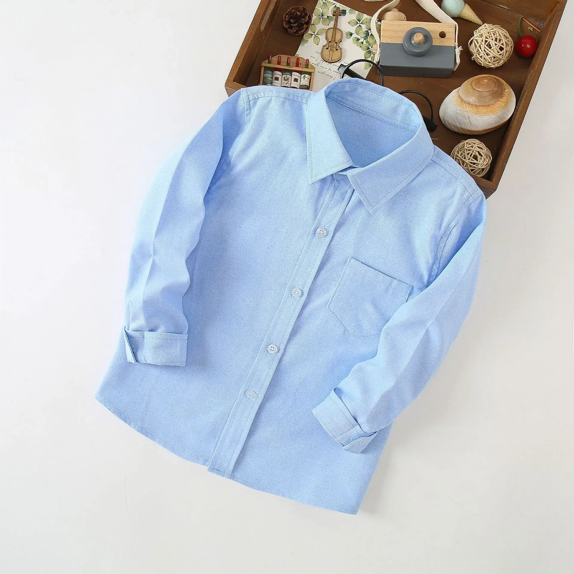 Children's Blue Long Sleeve Shirt Small Medium - Image 11