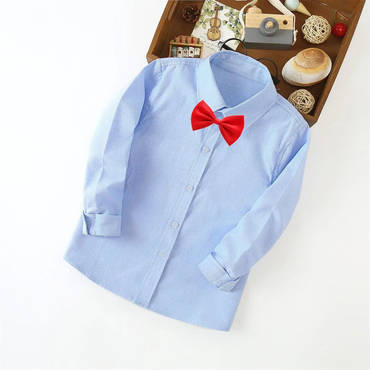 Children's Blue Long Sleeve Shirt Small Medium - Image 3