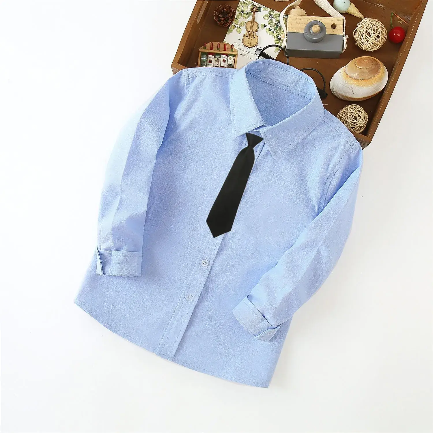 Children's Blue Long Sleeve Shirt Small Medium - Image 4