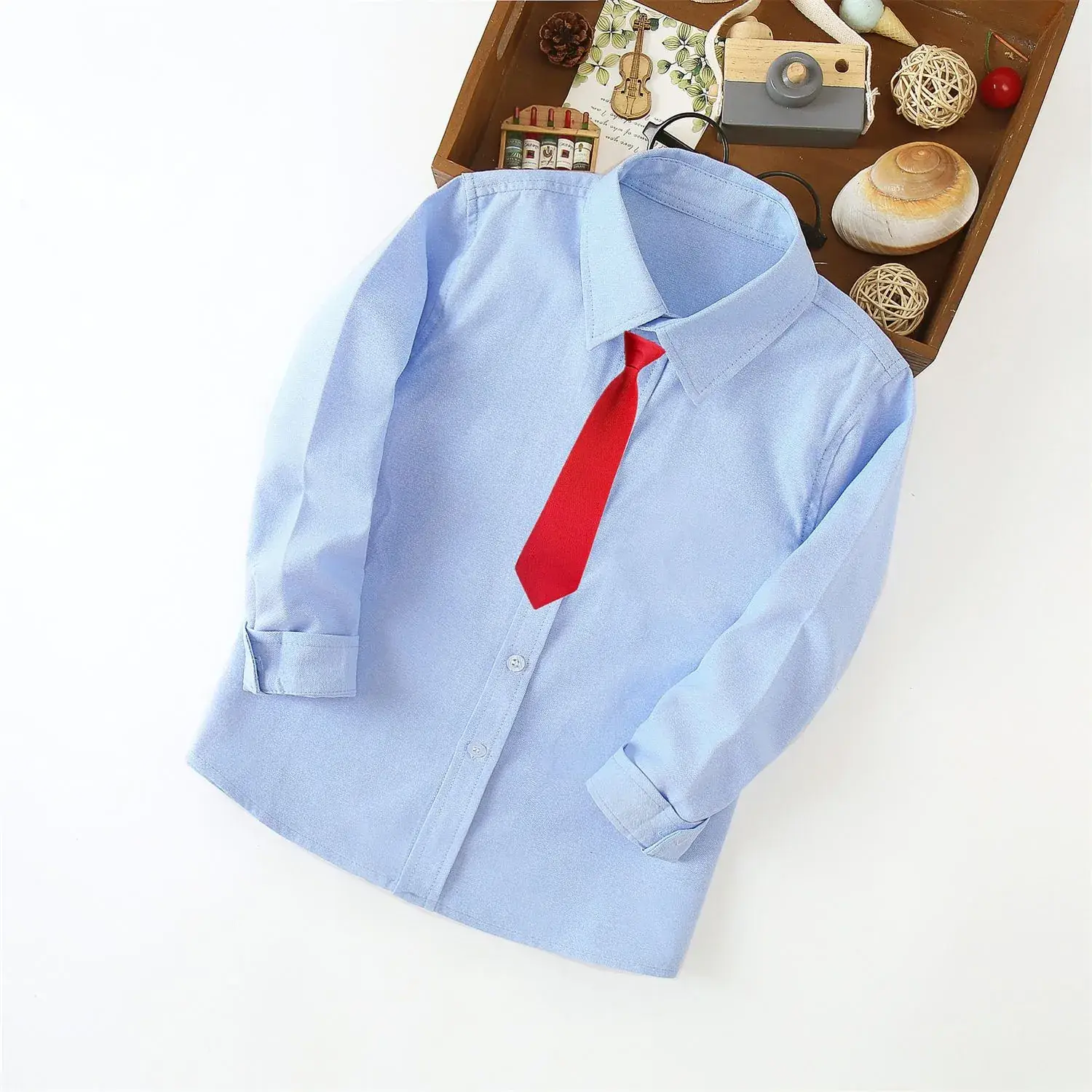 Children's Blue Long Sleeve Shirt Small Medium - Image 5