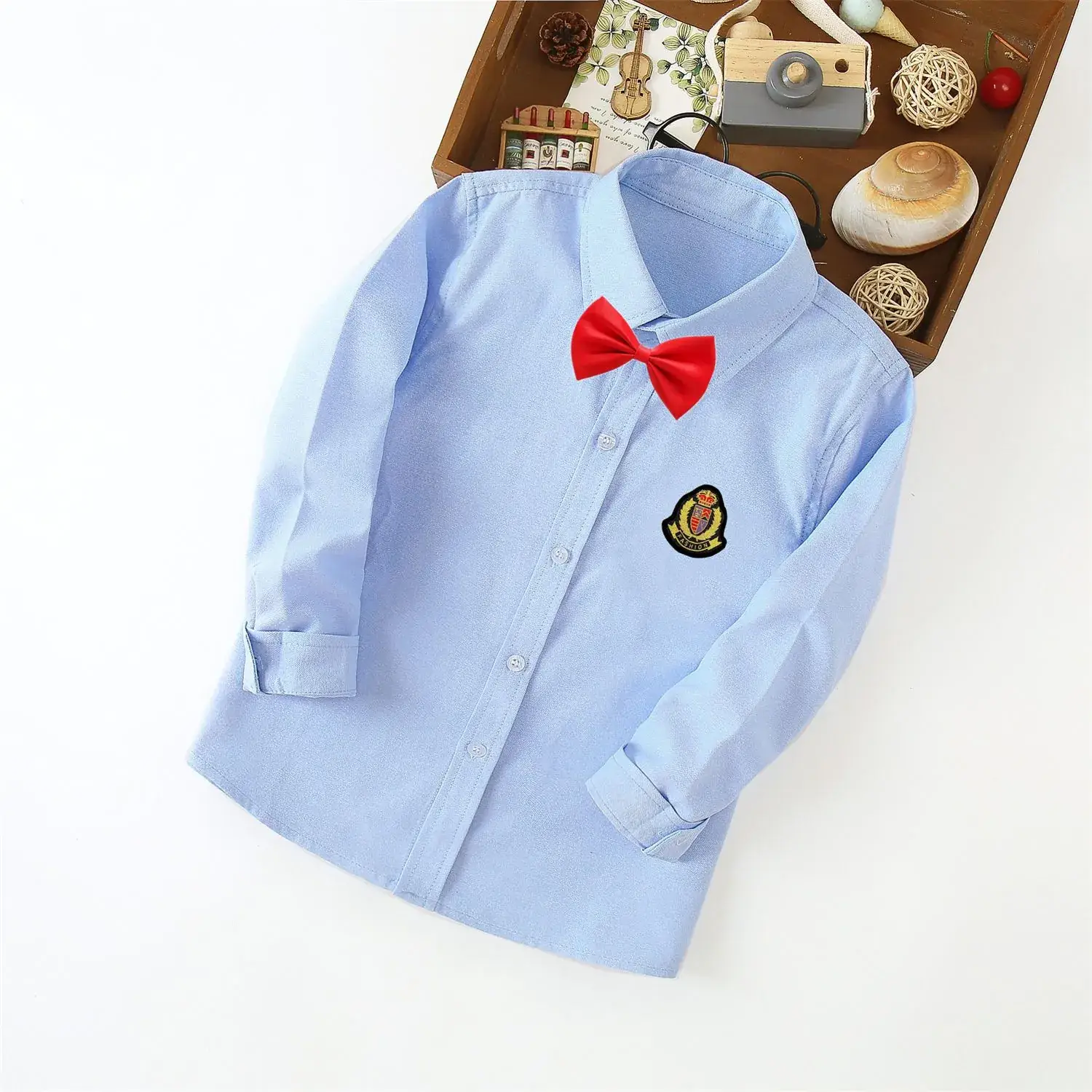 Children's Blue Long Sleeve Shirt Small Medium - Image 8