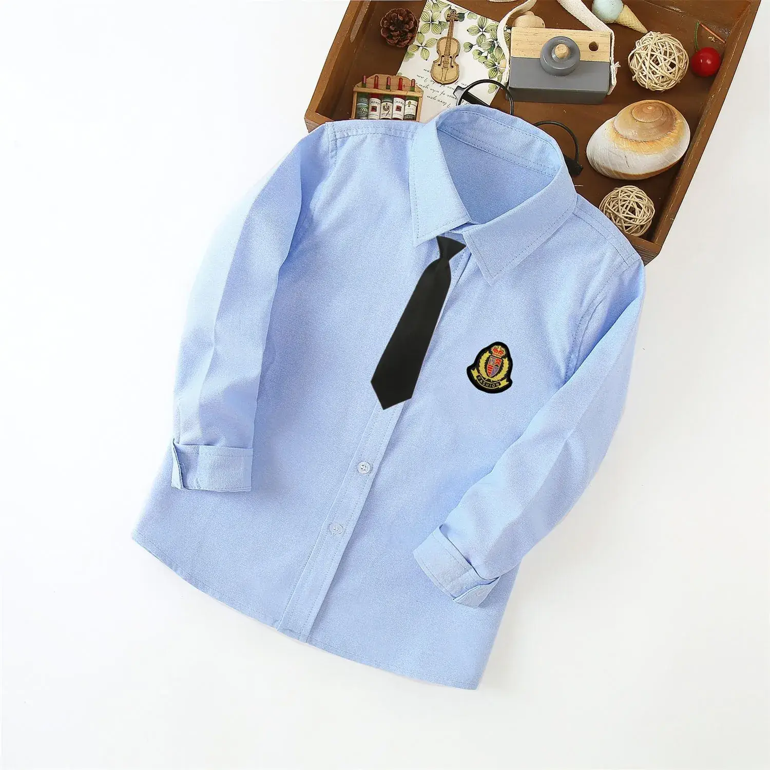 Children's Blue Long Sleeve Shirt Small Medium - Image 9