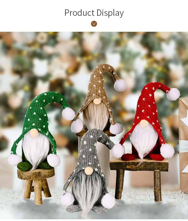 New Rudolph White Beard Faceless Doll Christmas Decorations Forest Old Man Knitted Hat Sitting Posture Doll Ornaments — feature 7