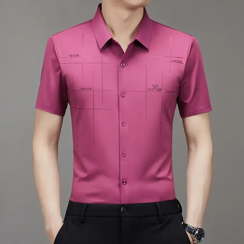 Men's Light Blue Embroidered Short Sleeve Shirt