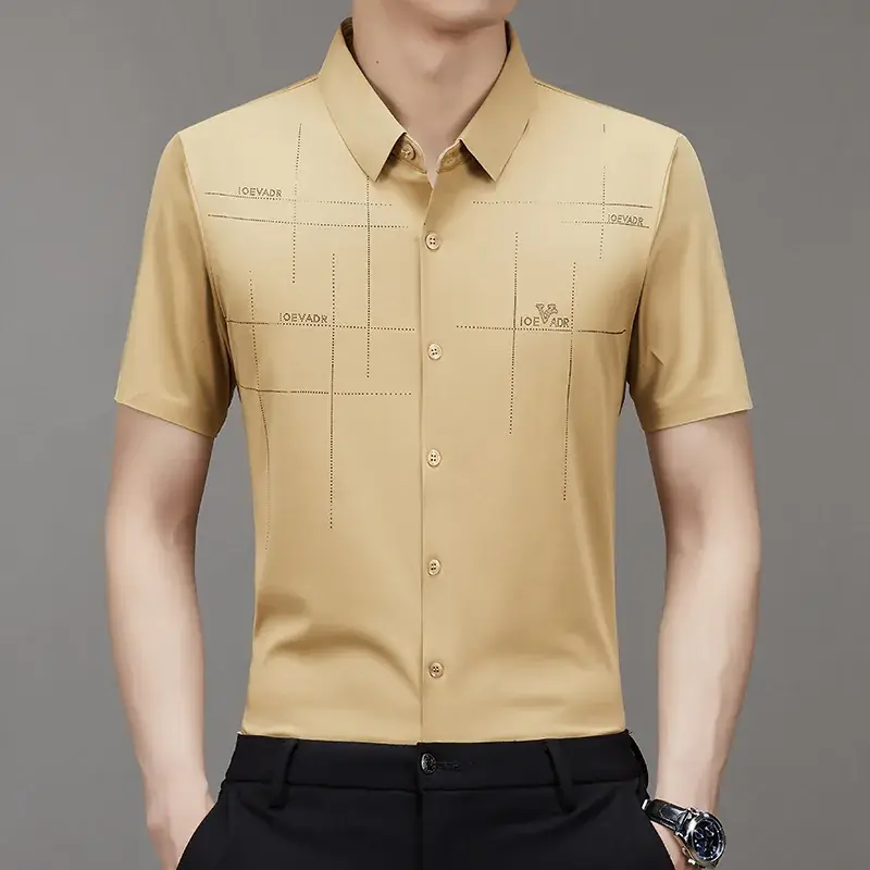 Men's Light Blue Embroidered Short Sleeve Shirt
