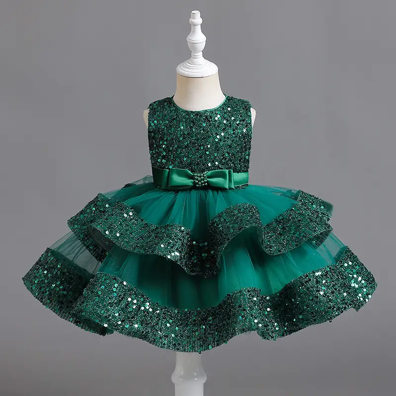 Purple Sequins Princess Dress for Girls One Year Old - Image 3