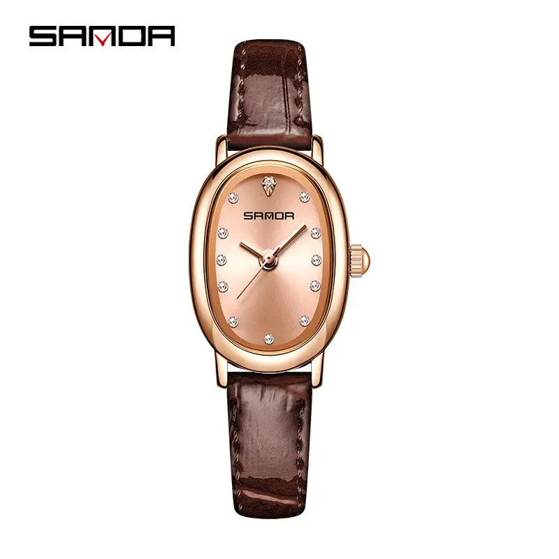 Sanda Quartz Watch Green Emerald Oval Women's Compact Waterproof - Image 7