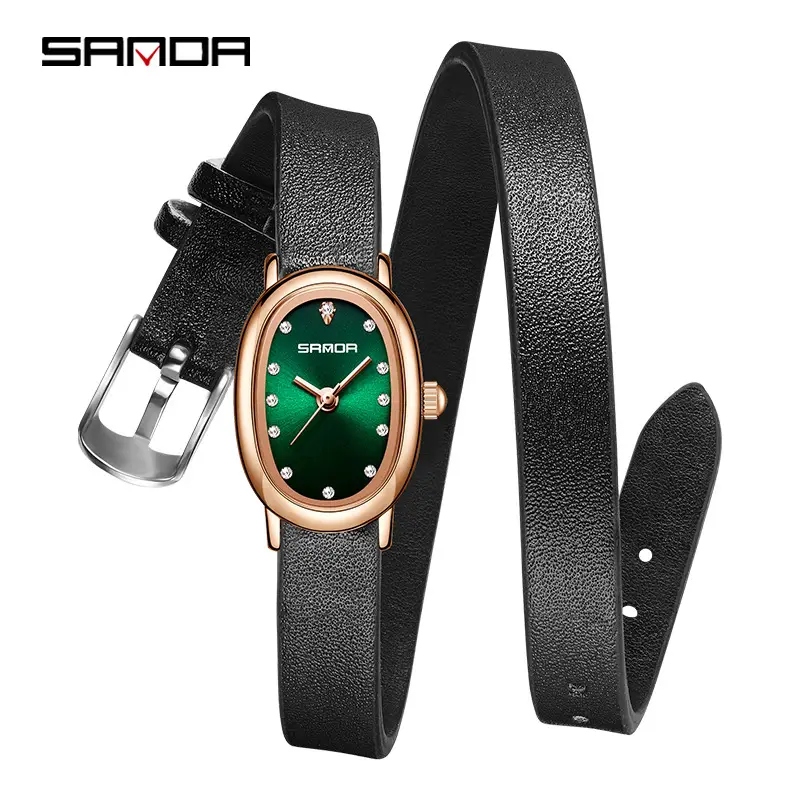 Sanda Quartz Watch Green Emerald Oval Women's Compact Waterproof - Image 8