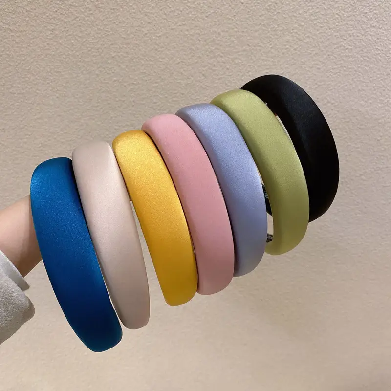 Red Satin Hairband for Women Spring Summer High Cranial Top Wide Edge Sponge Headband - Image 14