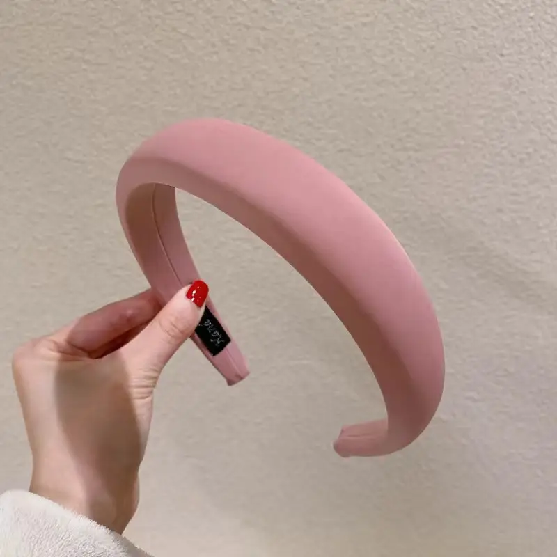 Red Satin Hairband for Women Spring Summer High Cranial Top Wide Edge Sponge Headband — feature 10