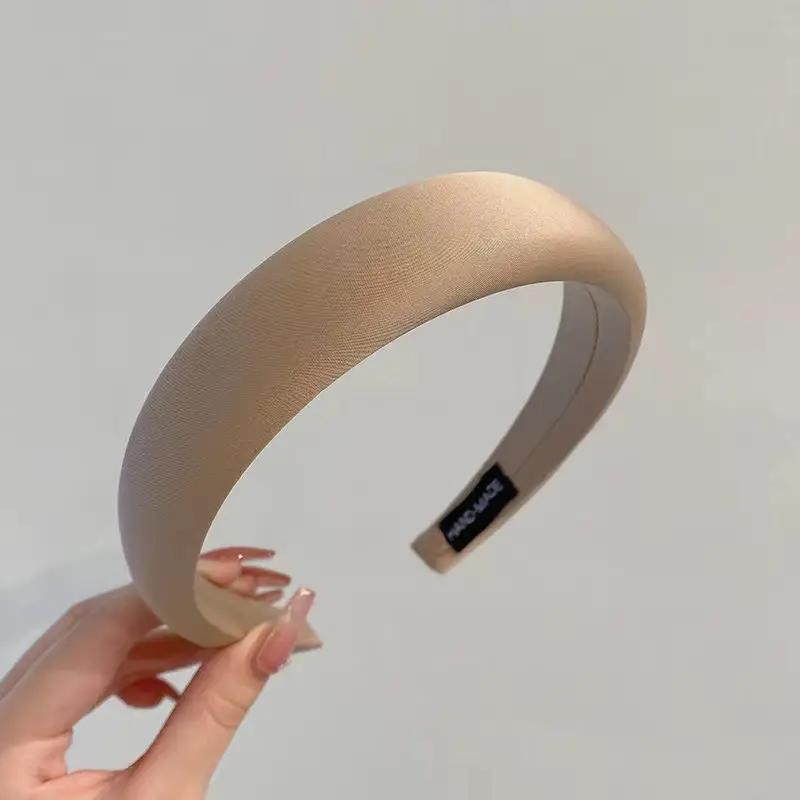 Red Satin Hairband for Women Spring Summer High Cranial Top Wide Edge Sponge Headband - Image 11