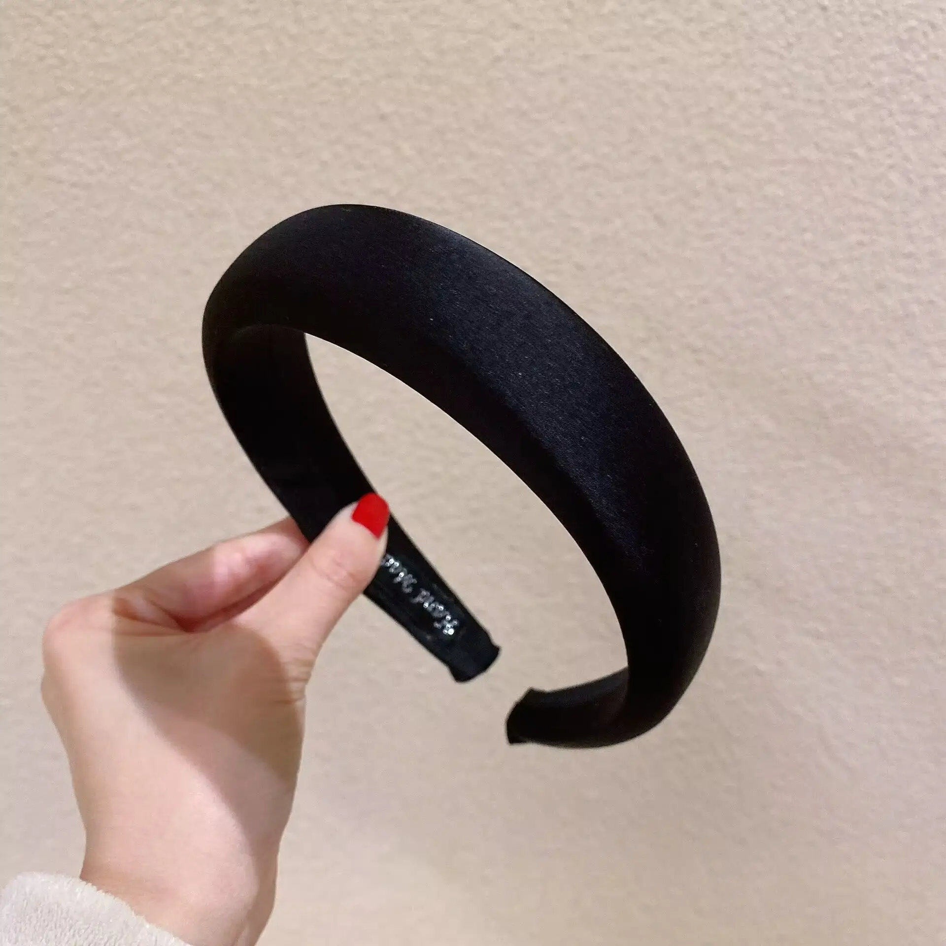Red Satin Hairband for Women Spring Summer High Cranial Top Wide Edge Sponge Headband - Image 3