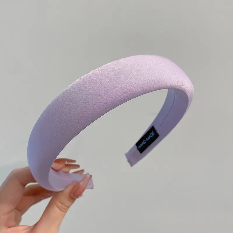 Red Satin Hairband for Women Spring Summer High Cranial Top Wide Edge Sponge Headband - Image 4