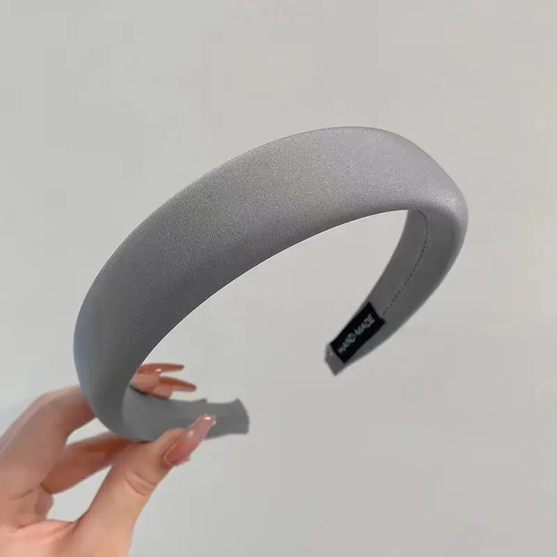 Red Satin Hairband for Women Spring Summer High Cranial Top Wide Edge Sponge Headband - Image 9