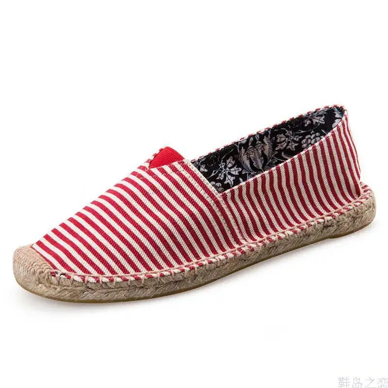 Hemp soles shoes linen cloth shoes straw woven cloth shoes loafers slip-on fisherman shoes men and women woven casual large size canvas shoes