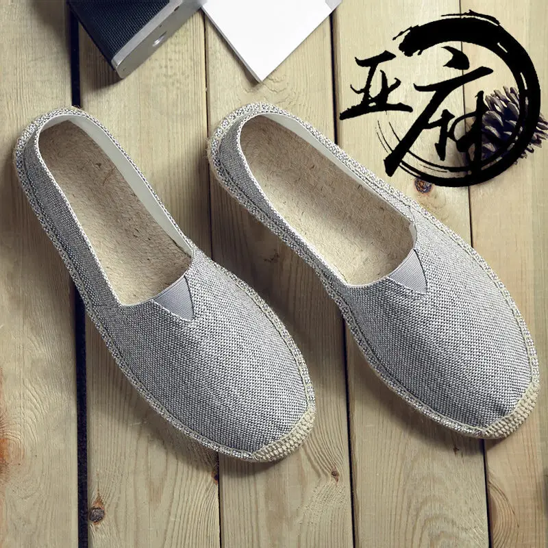Hemp soles shoes linen cloth shoes straw woven cloth shoes loafers slip-on fisherman shoes men and women woven casual large size canvas shoes