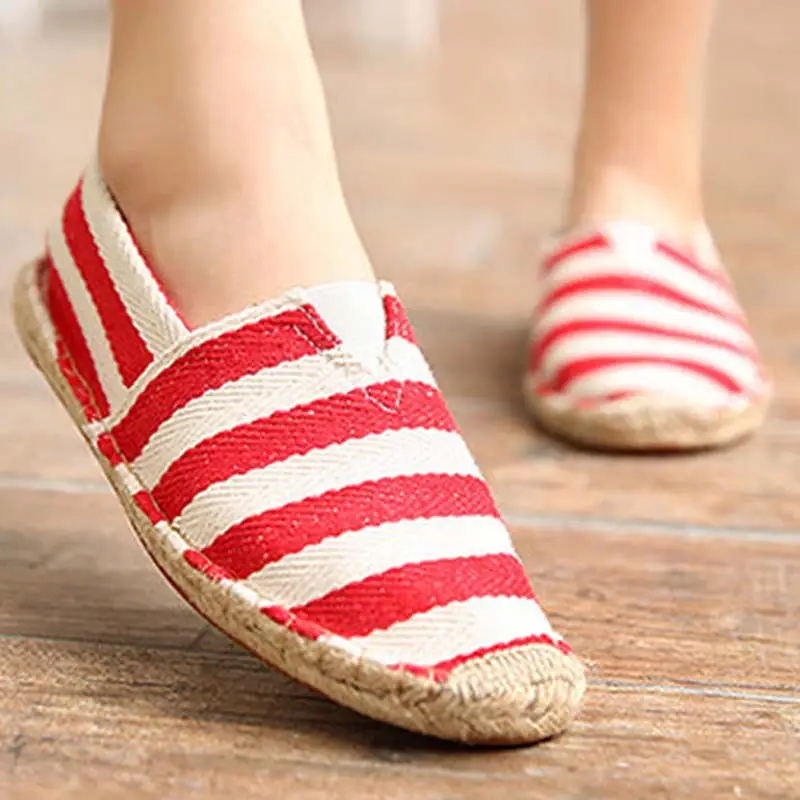 Hemp soles shoes linen cloth shoes straw woven cloth shoes loafers slip-on fisherman shoes men and women woven casual large size canvas shoes