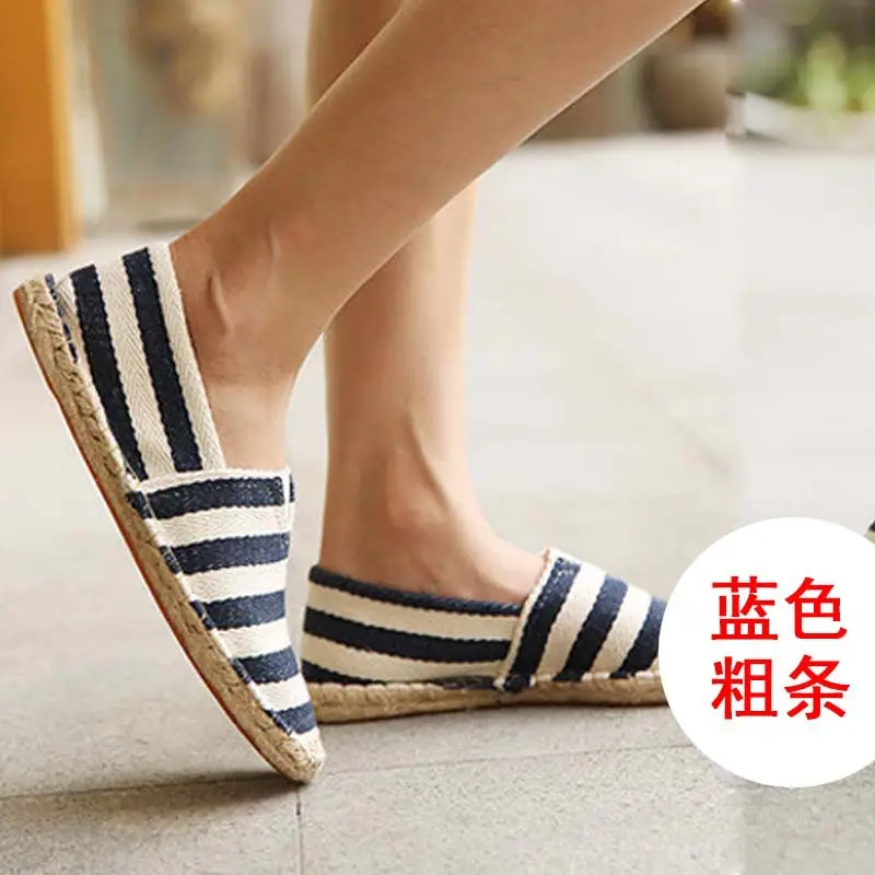 Hemp soles shoes linen cloth shoes straw woven cloth shoes loafers slip-on fisherman shoes men and women woven casual large size canvas shoes