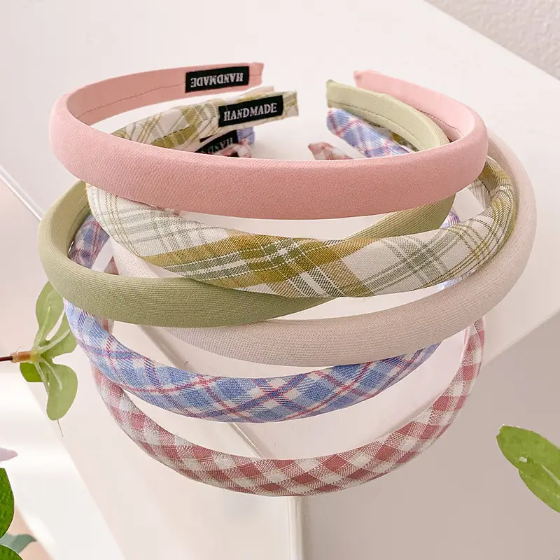 Women's Korean Style Plaid Hair Hoop 1cm Fine Fabric - Image 9