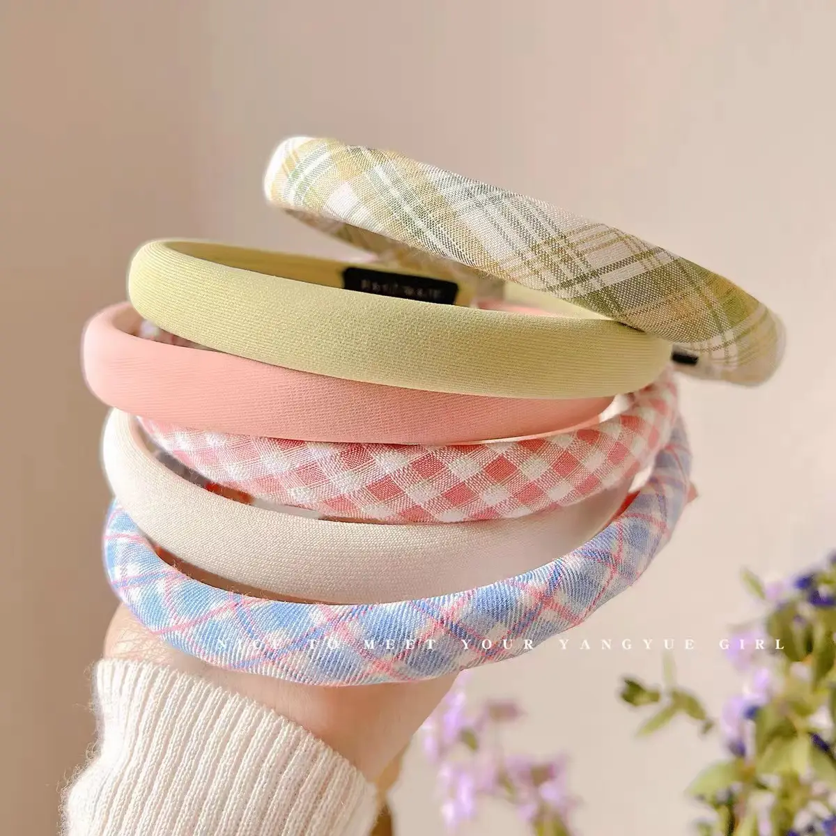 Women's Korean Style Plaid Hair Hoop 1cm Fine Fabric - Image 10