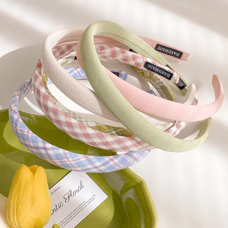 Women's Korean Style Plaid Hair Hoop 1cm Fine Fabric — feature 1