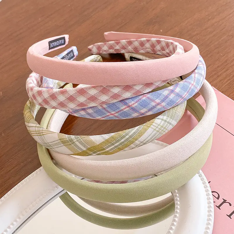 Women's Korean Style Plaid Hair Hoop 1cm Fine Fabric — feature 2