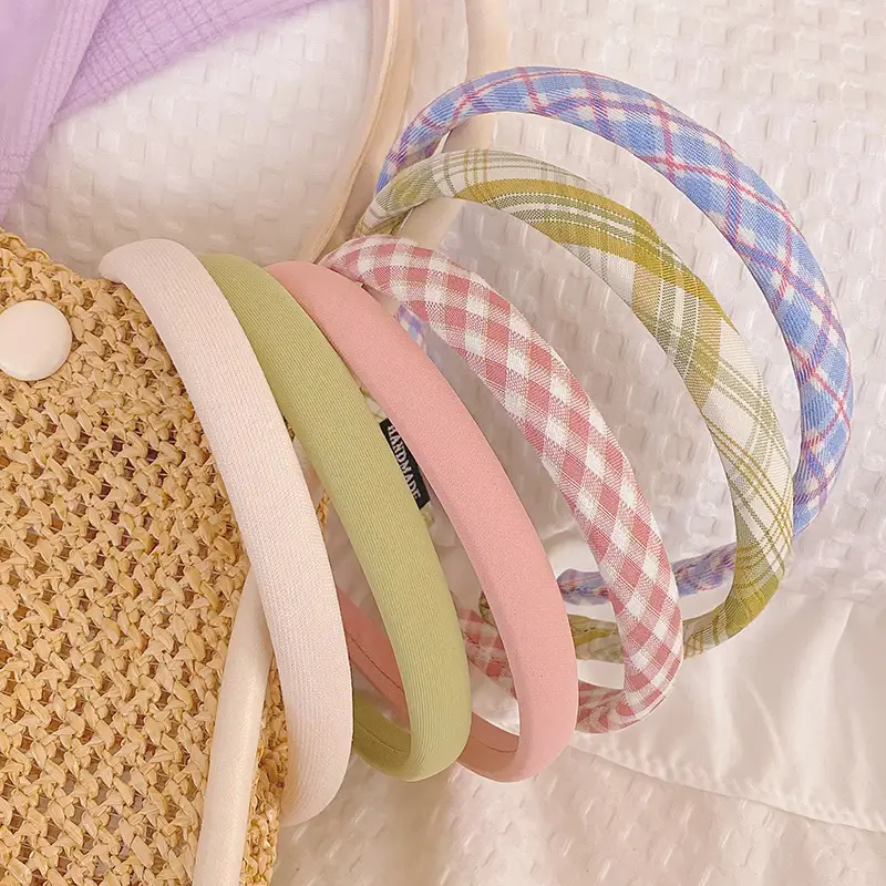 Women's Korean Style Plaid Hair Hoop 1cm Fine Fabric — feature 5