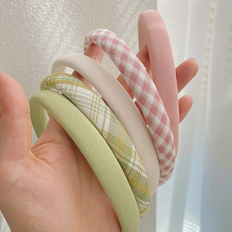 Women's Korean Style Plaid Hair Hoop 1cm Fine Fabric — feature 6