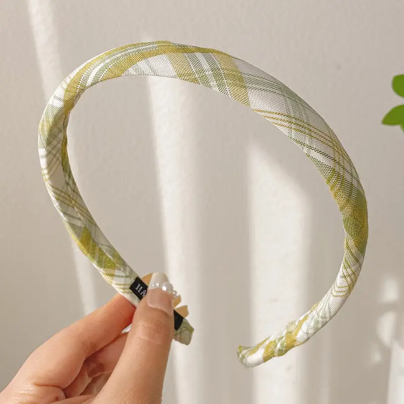 Women's Korean Style Plaid Hair Hoop 1cm Fine Fabric - Image 2