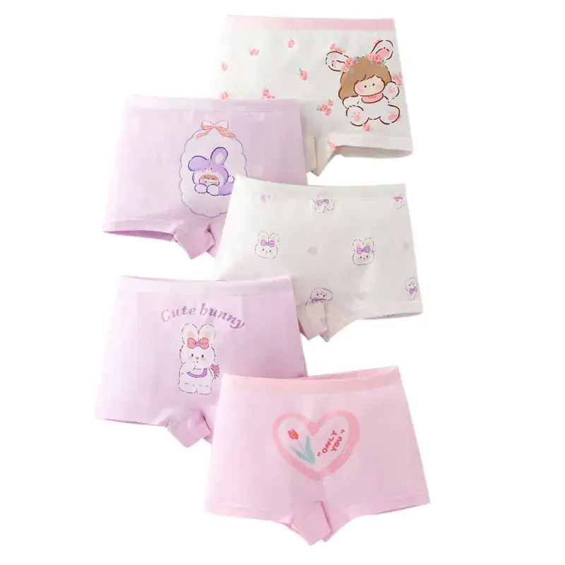Girls' Cartoon Cotton Shorts 5 Pack Summer