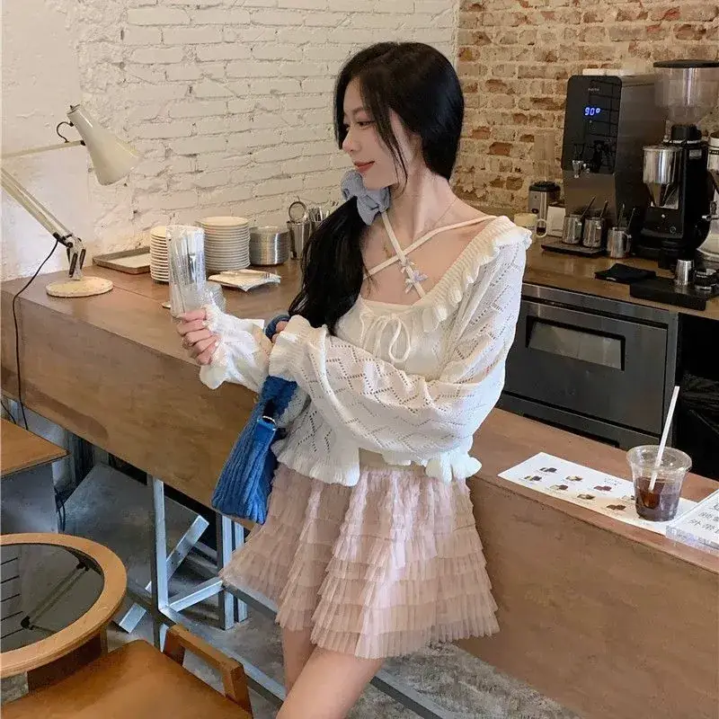 Pure Lust Style Knitted Shawl Suspender Top for Women