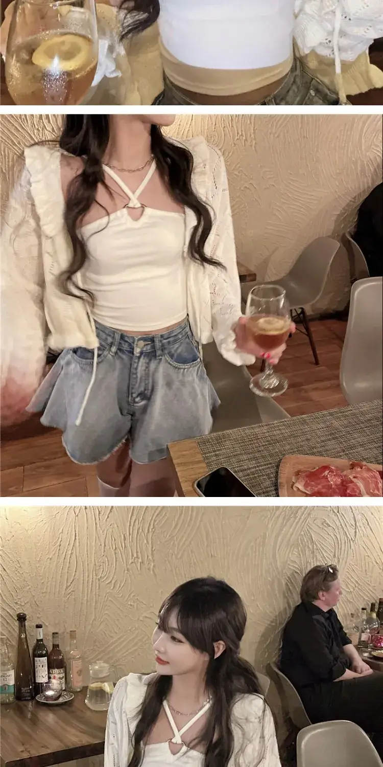 Pure Lust Style Knitted Shawl Suspender Top for Women — feature 2
