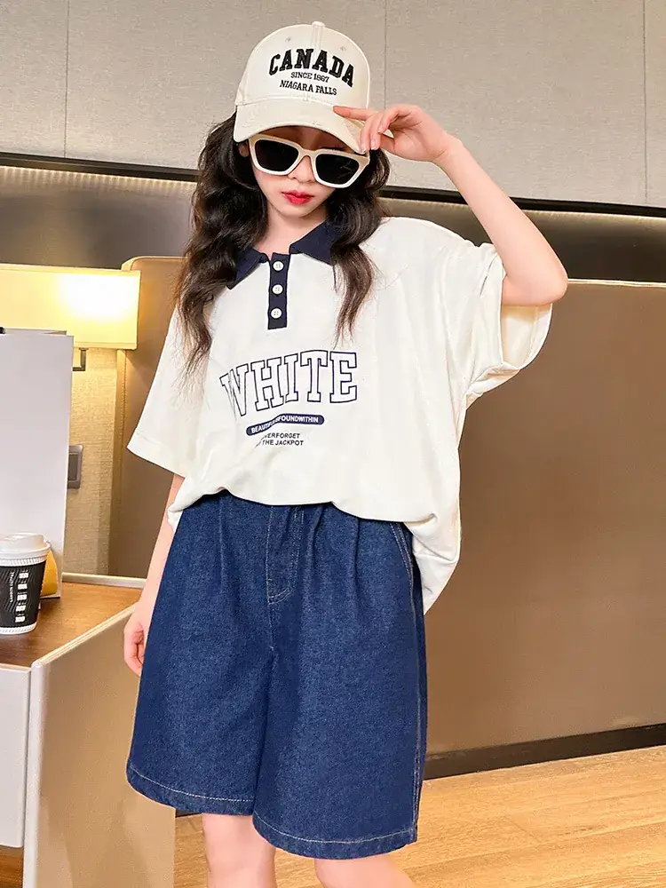 2025 Summer Korean Style Girls Shorts Set Medium Large - Image 3