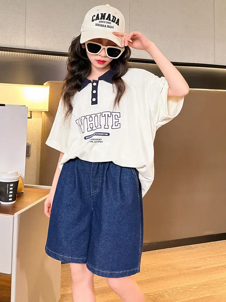2025 Summer Korean Style Girls Shorts Set Medium Large - Image 5