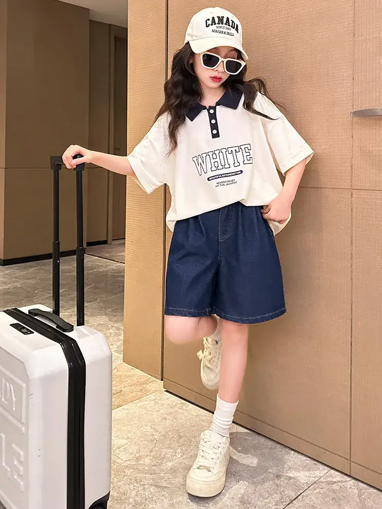 2025 Summer Korean Style Girls Shorts Set Medium Large - Image 7