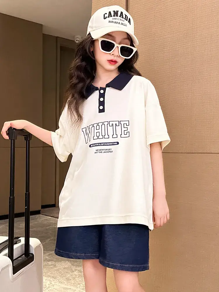 2025 Summer Korean Style Girls Shorts Set Medium Large