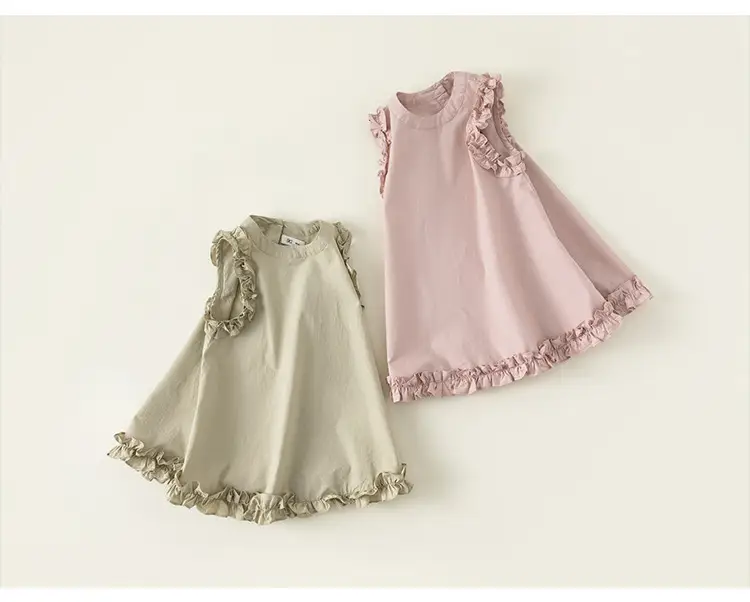 Pink Fungus Lace Vest Dress for Baby Girl Summer — feature 16