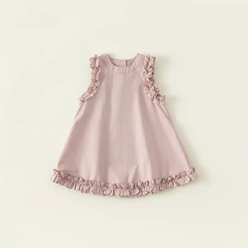 Pink Fungus Lace Vest Dress for Baby Girl Summer - Image 14