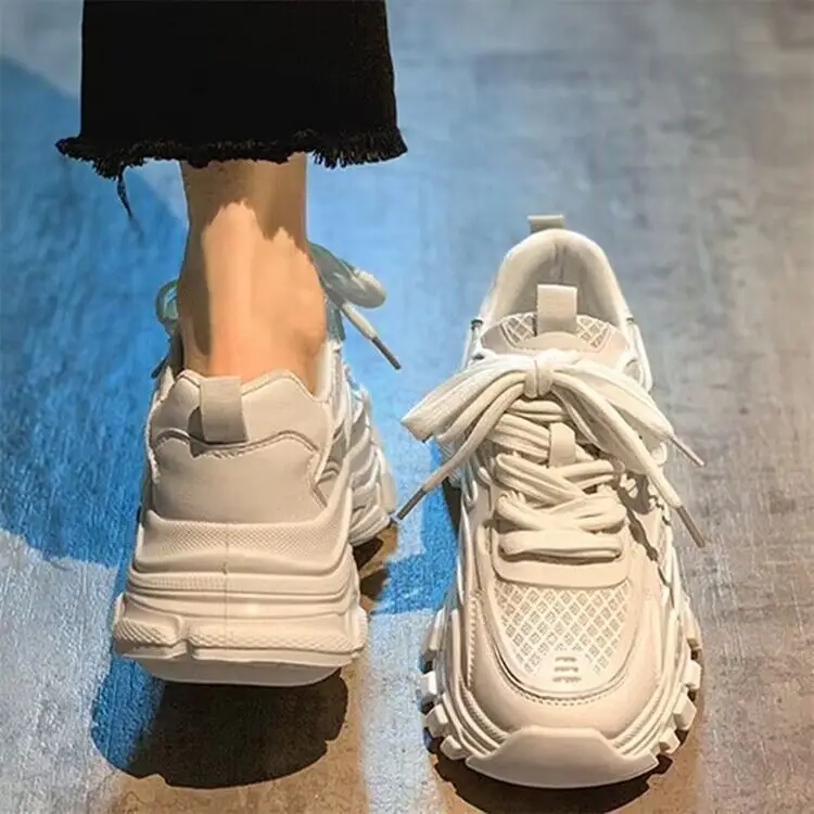 Korean Style Summer Thick-soled Torre Shoes Women's 2023 New Foot-showing Small Height-increasing All-match Breathable Sports Casual Shoes - Image 4